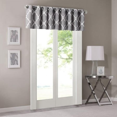 Madison Park Madison Park MP41-2020 Fretwork Print Valance; Grey MP41-2020